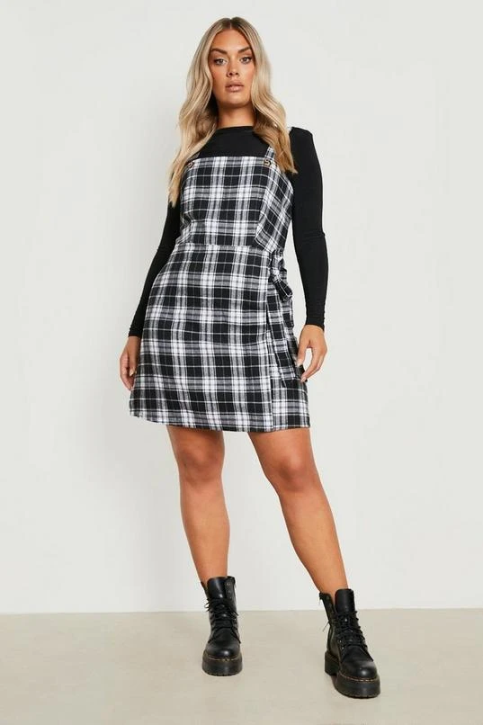 BOOHOO Plus Flannel Wrap Jumper Dress 1 BOOHOO Plus Flannel Wrap Jumper Dress