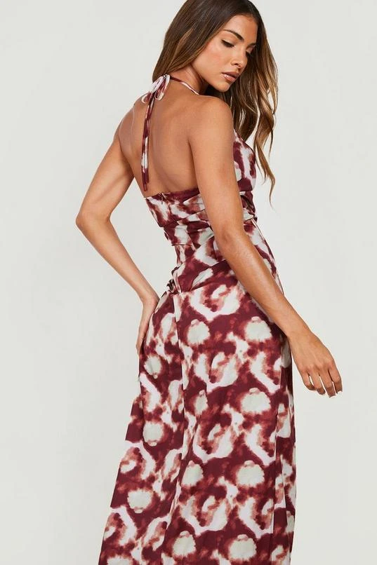 BOOHOO Tie Dye Ruched Slip Dress 4 BOOHOO Tie Dye Ruched Slip Dress - Image 4