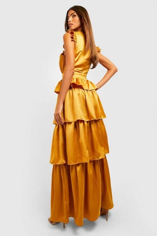 BOOHOO Pleated Ruffle Detail Maxi Dress 2 BOOHOO Pleated Ruffle Detail Maxi Dress - Image 2