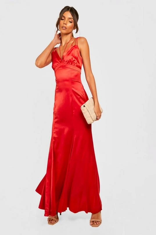 BOOHOO Satin Strappy Occasion Maxi Dress 1 BOOHOO Satin Strappy Occasion Maxi Dress