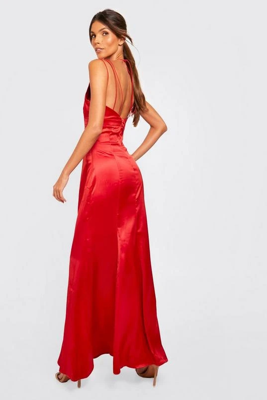 BOOHOO Satin Strappy Occasion Maxi Dress 2 BOOHOO Satin Strappy Occasion Maxi Dress - Image 2