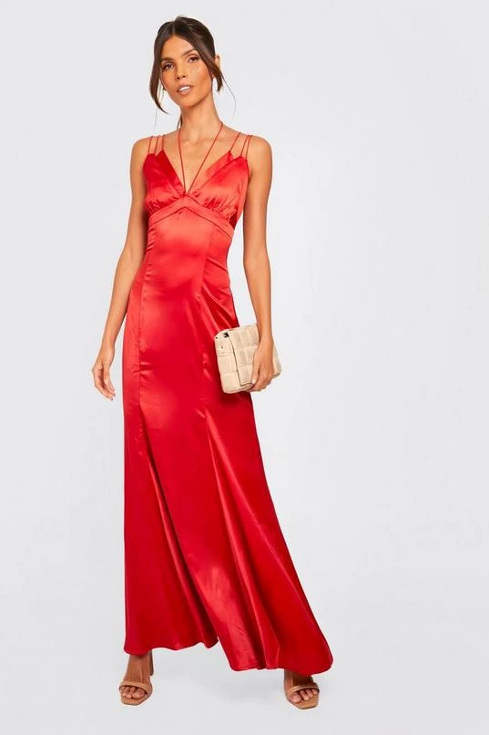 BOOHOO Satin Strappy Occasion Maxi Dress 3 BOOHOO Satin Strappy Occasion Maxi Dress - Image 3