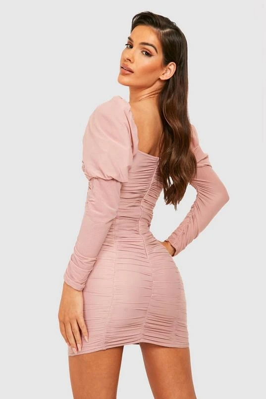 BOOHOO Mesh Corset Ruched Bodycon Dress 2 BOOHOO Mesh Corset Ruched Bodycon Dress - Image 2