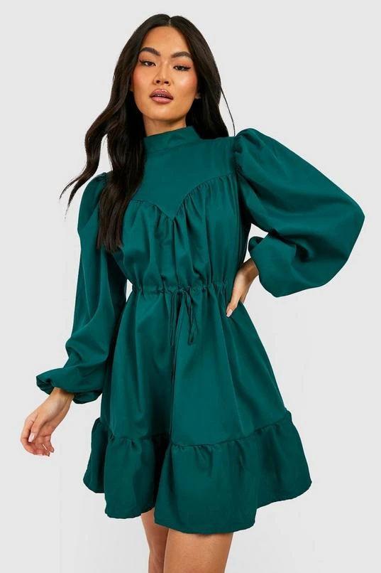 BOOHOO High Neck Tiered Smock Dress 1 BOOHOO High Neck Tiered Smock Dress