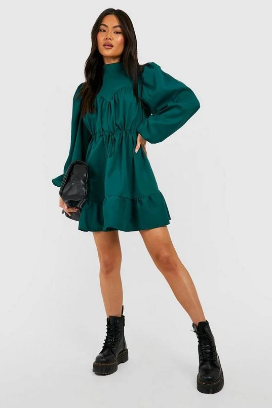 BOOHOO High Neck Tiered Smock Dress 3 BOOHOO High Neck Tiered Smock Dress - Image 3