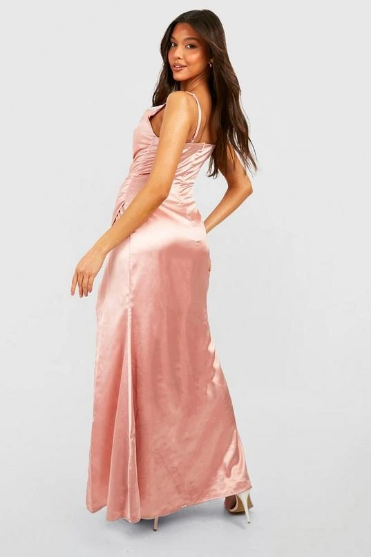BOOHOO Satin Cowl Neck Split Maxi Dress 2 BOOHOO Satin Cowl Neck Split Maxi Dress - Image 2