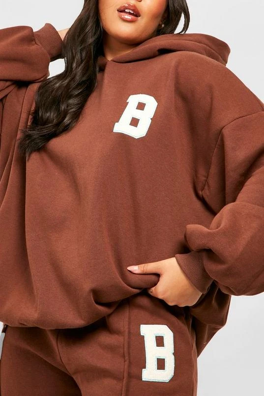 BOOHOO Plus Applique Straight Leg Hooded Tracksuit 4 BOOHOO Plus Applique Straight Leg Hooded Tracksuit - Image 4