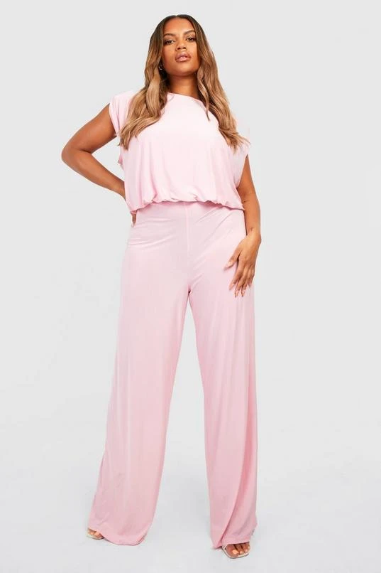 BOOHOO Plus Recycled Slinky Flare Leg Jumpsuit 1 BOOHOO Plus Recycled Slinky Flare Leg Jumpsuit