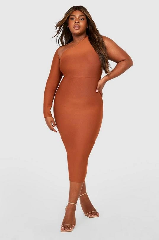 BOOHOO Plus Premium Bandage One Shoulder Midi Dress 3 BOOHOO Plus Premium Bandage One Shoulder Midi Dress - Image 3