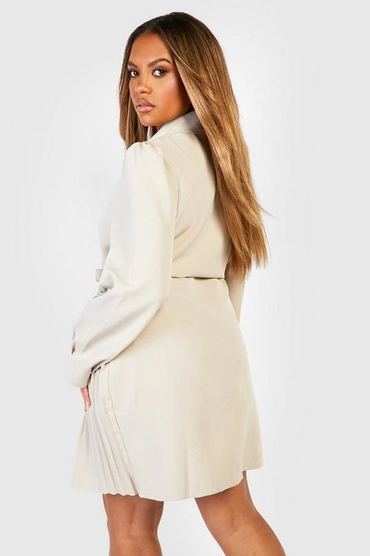 BOOHOO Plus Pleated Tie Waist Blazer Dress 2 BOOHOO Plus Pleated Tie Waist Blazer Dress - Image 2
