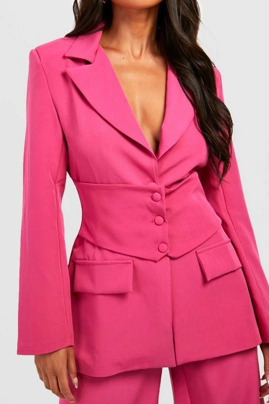 BOOHOO Petite Woven Corset Detail Blazer 4 BOOHOO Petite Woven Corset Detail Blazer - Image 4