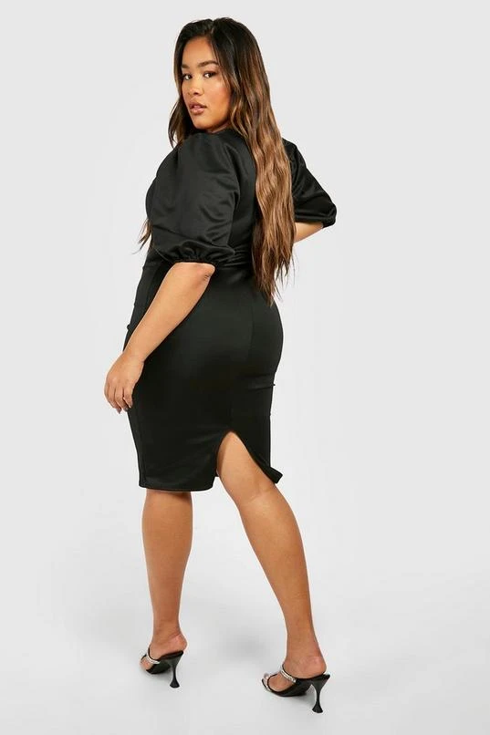 BOOHOO Plus Scuba Puff Sleeve Midi Dress 2 BOOHOO Plus Scuba Puff Sleeve Midi Dress - Image 2