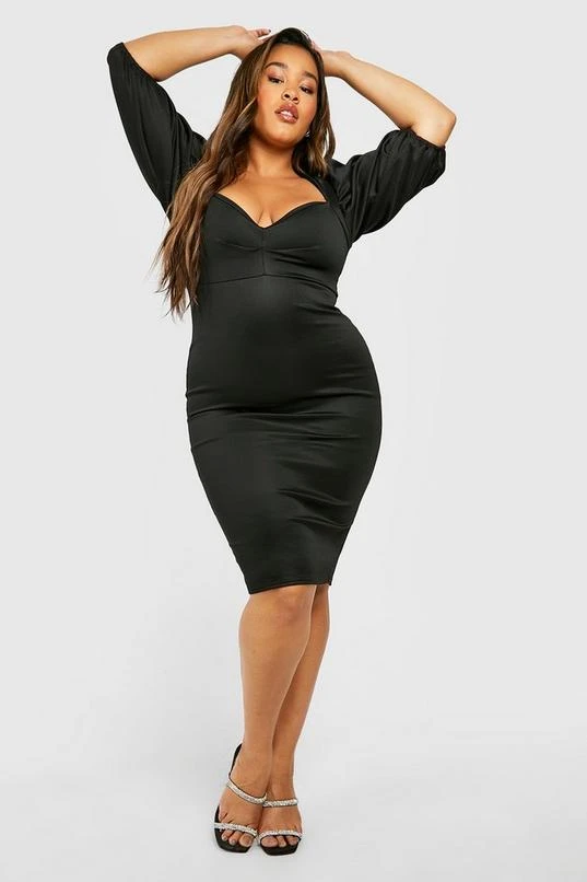 BOOHOO Plus Scuba Puff Sleeve Midi Dress 3 BOOHOO Plus Scuba Puff Sleeve Midi Dress - Image 3