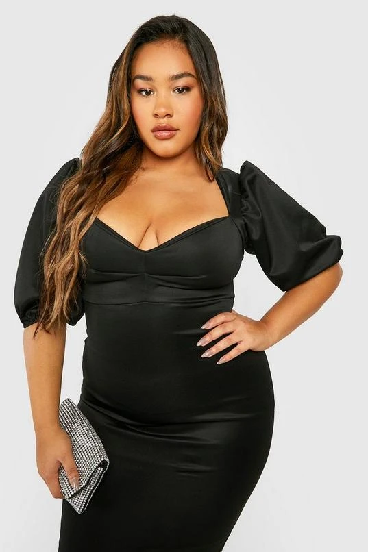BOOHOO Plus Scuba Puff Sleeve Midi Dress 4 BOOHOO Plus Scuba Puff Sleeve Midi Dress - Image 4