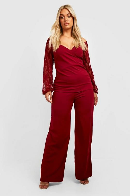 BOOHOO Plus Off The Shoulder Lace Sleeve And Pants Two-Piece 3 BOOHOO Plus Off The Shoulder Lace Sleeve And Pants Two-Piece - Image 3