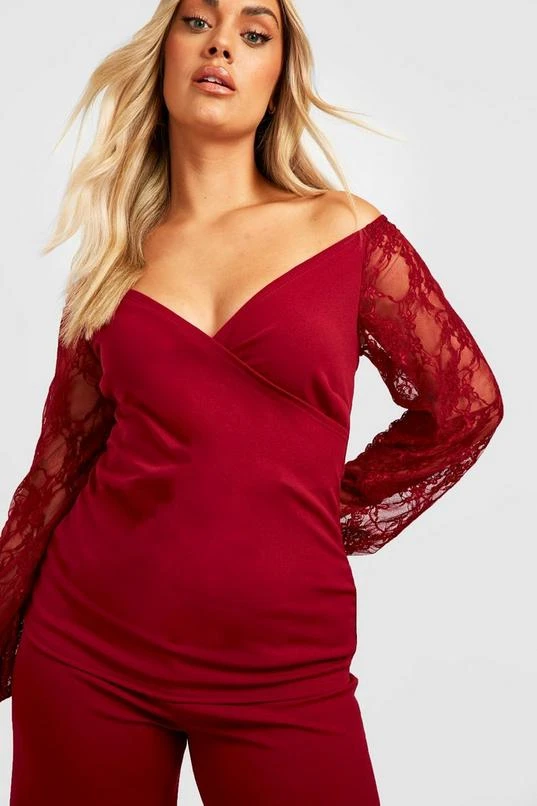 BOOHOO Plus Off The Shoulder Lace Sleeve And Pants Two-Piece 4 BOOHOO Plus Off The Shoulder Lace Sleeve And Pants Two-Piece - Image 4