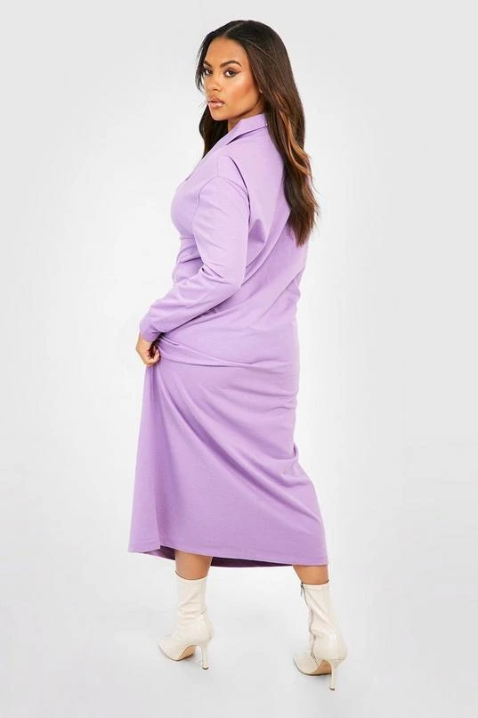 BOOHOO Plus Shirt Collar Midi Sweat Dress 2 BOOHOO Plus Shirt Collar Midi Sweat Dress - Image 2