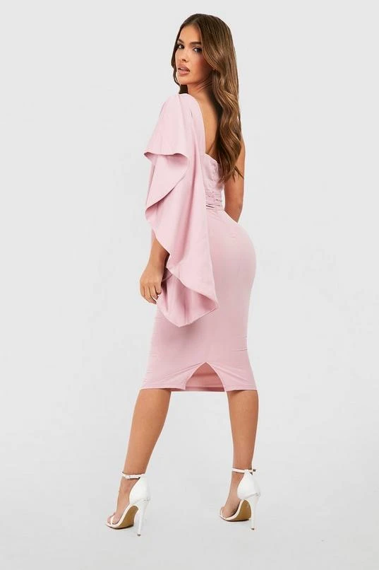 BOOHOO Satin Ruffle Sleeve Midi Dress 2 BOOHOO Satin Ruffle Sleeve Midi Dress - Image 2