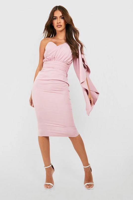 BOOHOO Satin Ruffle Sleeve Midi Dress 3 BOOHOO Satin Ruffle Sleeve Midi Dress - Image 3