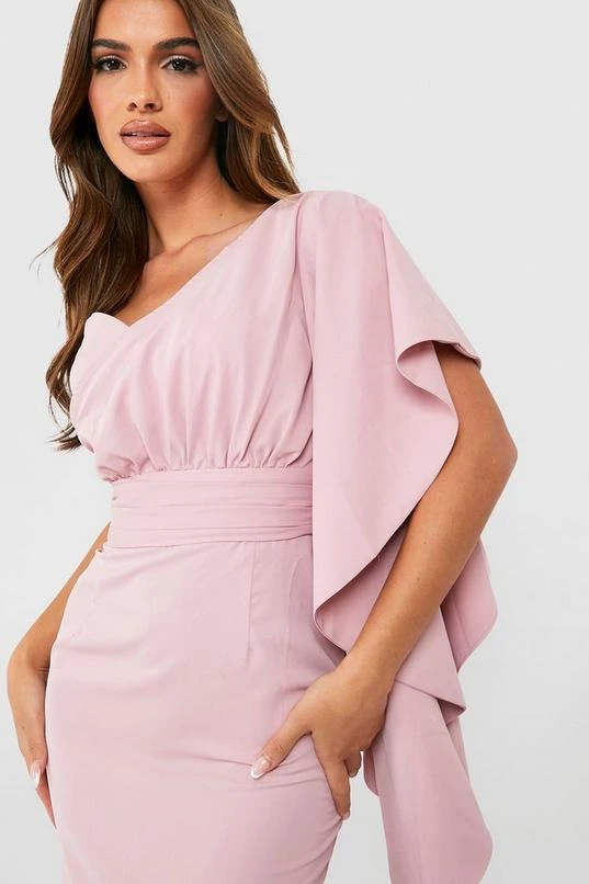 BOOHOO Satin Ruffle Sleeve Midi Dress 4 BOOHOO Satin Ruffle Sleeve Midi Dress - Image 4