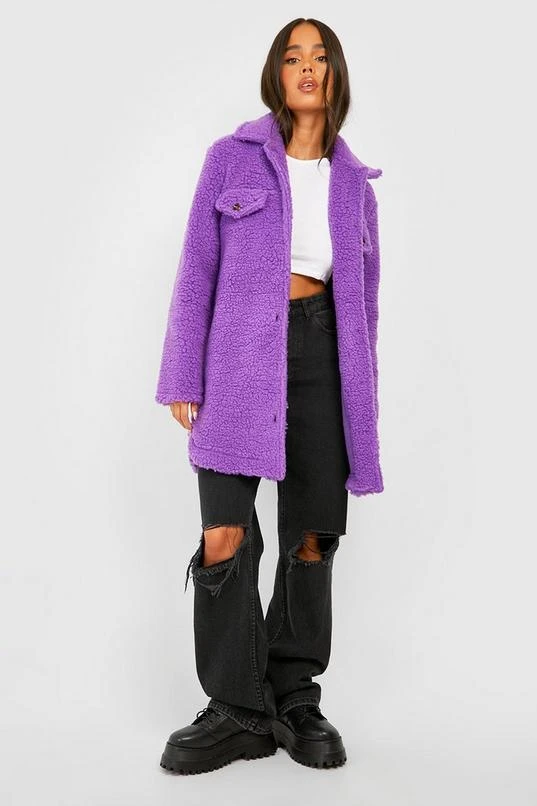 BOOHOO Petite Teddy Pocket Detail Shacket 3 BOOHOO Petite Teddy Pocket Detail Shacket - Image 3