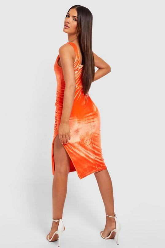 BOOHOO Velvet Corset Detail Ruched Dress 2 BOOHOO Velvet Corset Detail Ruched Dress - Image 2