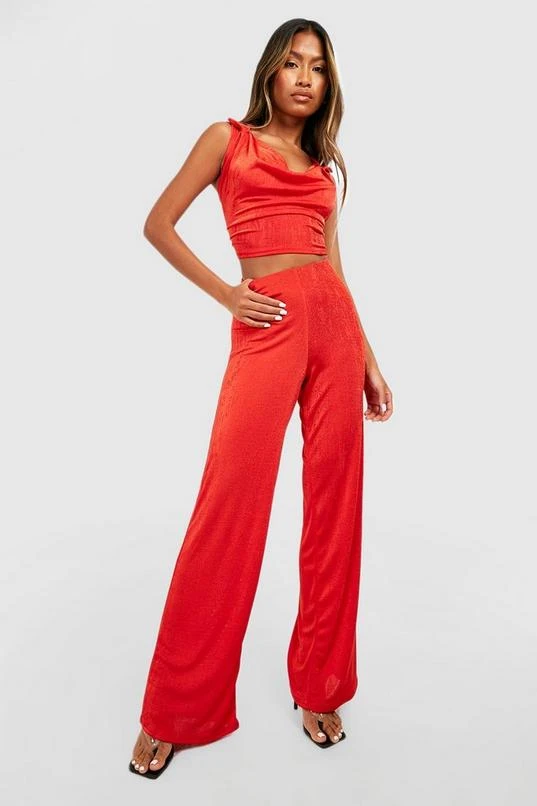 BOOHOO Acetate Slinky Low Cowl Neck & Wide Leg 1 BOOHOO Acetate Slinky Low Cowl Neck & Wide Leg