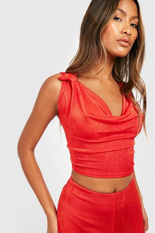 BOOHOO Acetate Slinky Low Cowl Neck & Wide Leg 3 BOOHOO Acetate Slinky Low Cowl Neck & Wide Leg - Image 3