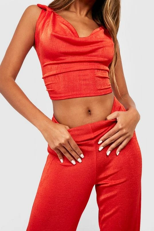 BOOHOO Acetate Slinky Low Cowl Neck & Wide Leg 4 BOOHOO Acetate Slinky Low Cowl Neck & Wide Leg - Image 4