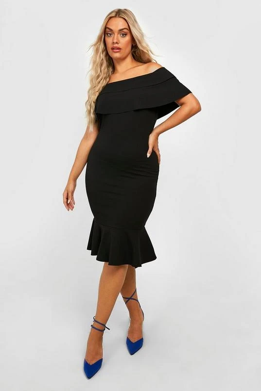 BOOHOO Plus Ruffle Fishtail Midi Dress 1 BOOHOO Plus Ruffle Fishtail Midi Dress