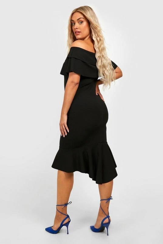 BOOHOO Plus Ruffle Fishtail Midi Dress 2 BOOHOO Plus Ruffle Fishtail Midi Dress - Image 2
