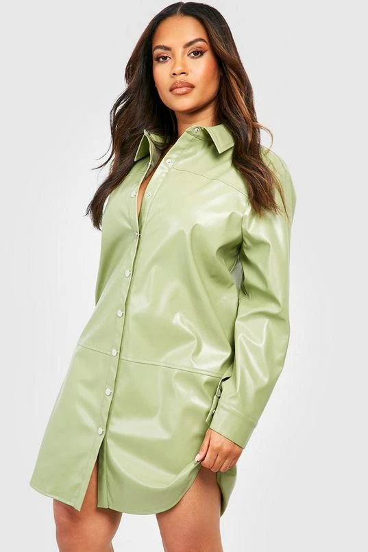 BOOHOO Plus Pu Shirt Dress 3 BOOHOO Plus Pu Shirt Dress - Image 3