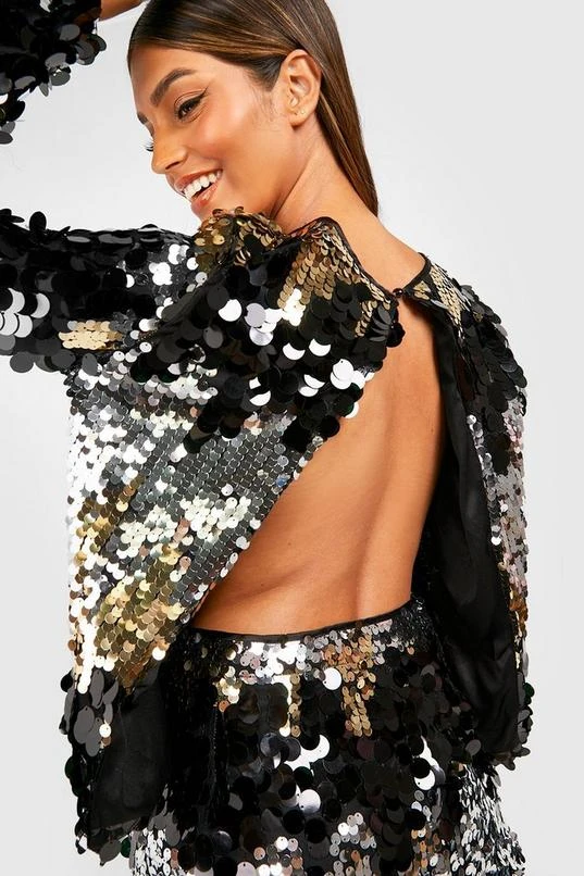 BOOHOO Multi Sequin Open Back Top 1 BOOHOO Multi Sequin Open Back Top