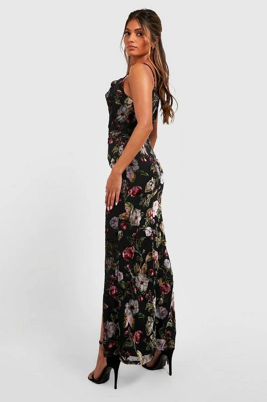 BOOHOO Petite Devore Cowl Front Maxi Dress 2 BOOHOO Petite Devore Cowl Front Maxi Dress - Image 2