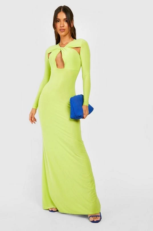 BOOHOO Cut Out Detail Slinky Maxi Dress 1 BOOHOO Cut Out Detail Slinky Maxi Dress