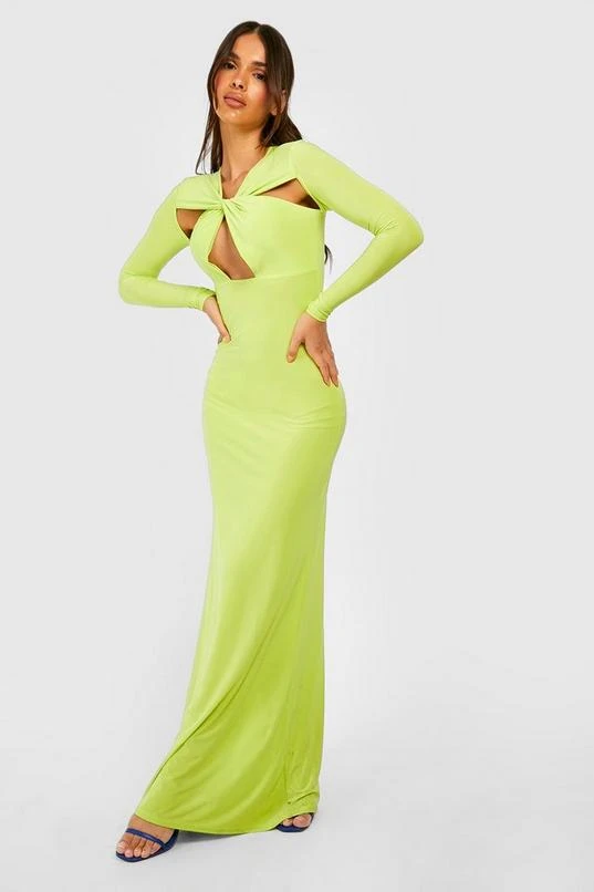 BOOHOO Cut Out Detail Slinky Maxi Dress 3 BOOHOO Cut Out Detail Slinky Maxi Dress - Image 3