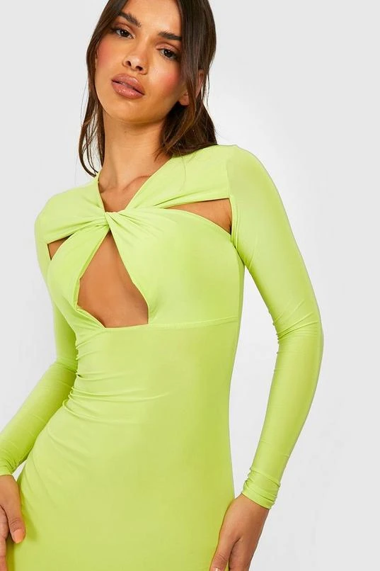 BOOHOO Cut Out Detail Slinky Maxi Dress 4 BOOHOO Cut Out Detail Slinky Maxi Dress - Image 4
