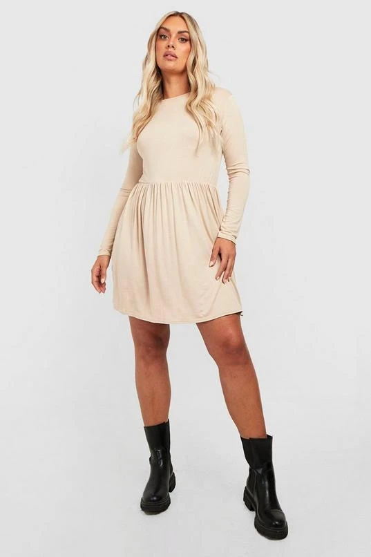 BOOHOO Plus Basic Long Sleeve Peplum Smock Dress 3 BOOHOO Plus Basic Long Sleeve Peplum Smock Dress - Image 3