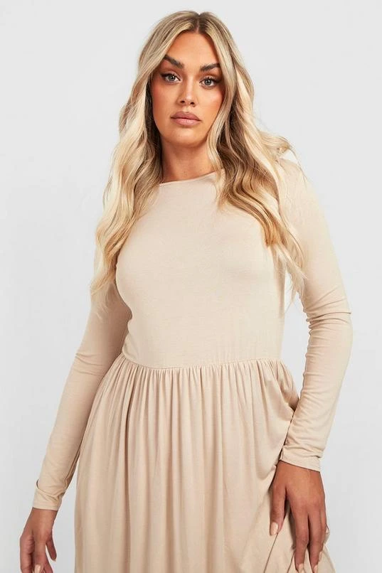 BOOHOO Plus Basic Long Sleeve Peplum Smock Dress 4 BOOHOO Plus Basic Long Sleeve Peplum Smock Dress - Image 4