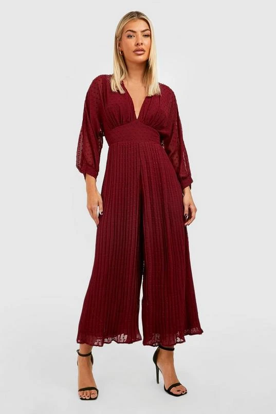 BOOHOO Dobby Balloon Sleeve Culotte Jumpsuit 1 BOOHOO Dobby Balloon Sleeve Culotte Jumpsuit