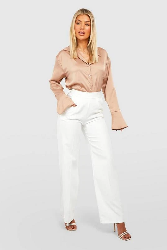 BOOHOO Satin Flared Cuff Fitted Shirt 3 BOOHOO Satin Flared Cuff Fitted Shirt - Image 3