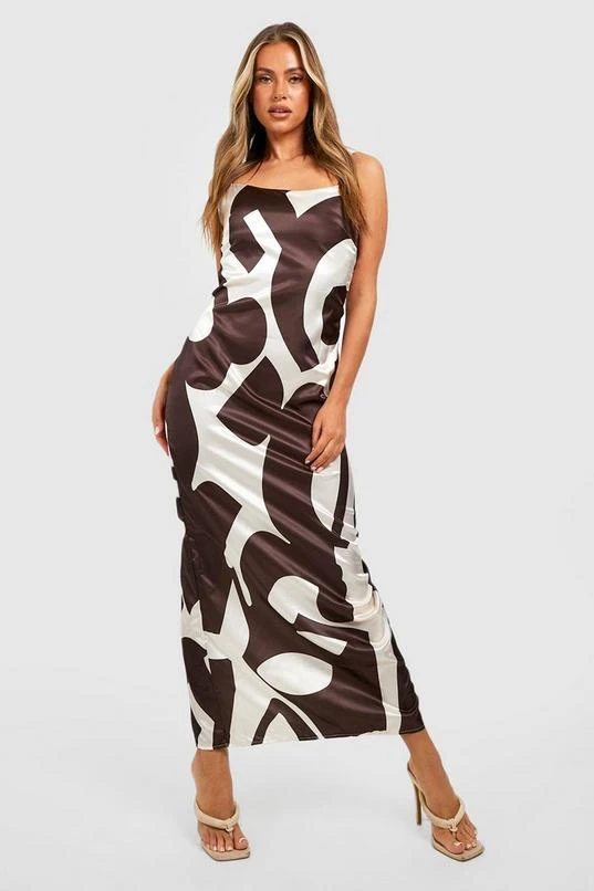 BOOHOO Abstract Print Strappy Maxi Dress 1 BOOHOO Abstract Print Strappy Maxi Dress