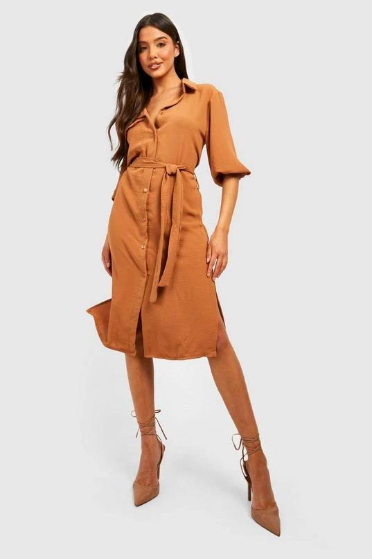 BOOHOO Hammered Pocket Detail Midi Shirt Dress 1 BOOHOO Hammered Pocket Detail Midi Shirt Dress