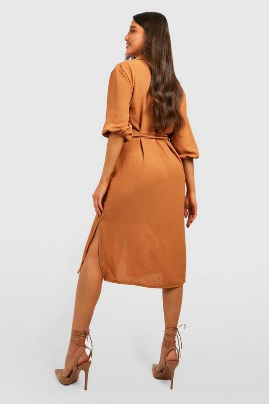 BOOHOO Hammered Pocket Detail Midi Shirt Dress 2 BOOHOO Hammered Pocket Detail Midi Shirt Dress - Image 2