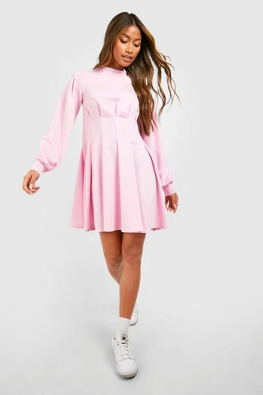 BOOHOO Ruched Waist Skater Sweatshirt Dress 3 BOOHOO Ruched Waist Skater Sweatshirt Dress - Image 3