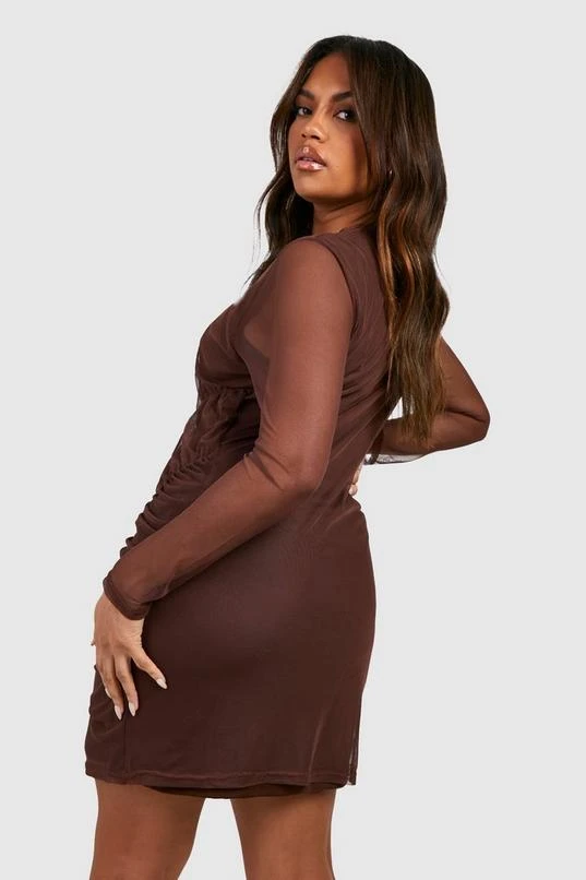 BOOHOO Plus Ruched Side Mesh Mini Dress 2 BOOHOO Plus Ruched Side Mesh Mini Dress - Image 2