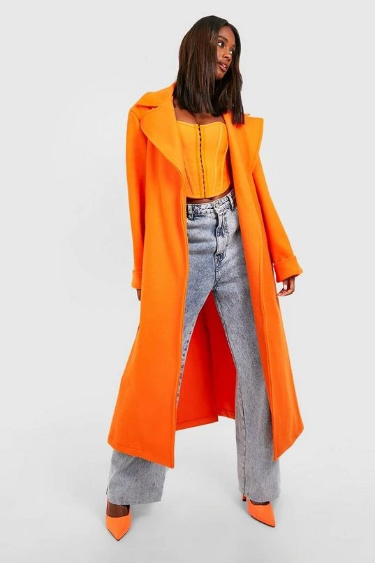 BOOHOO (Ve) Oversized Belted Back Detail Wool Coat 3 BOOHOO (Ve) Oversized Belted Back Detail Wool Coat - Image 3