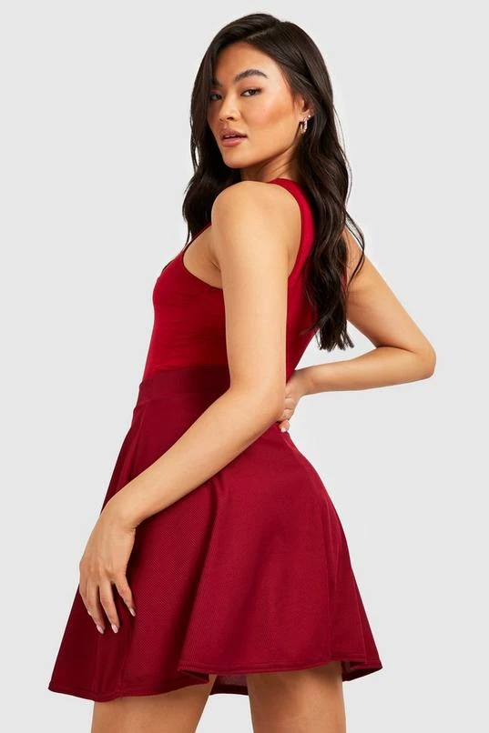 BOOHOO Basic Ribbed High Waisted Skater Skirt 2 BOOHOO Basic Ribbed High Waisted Skater Skirt - Image 2