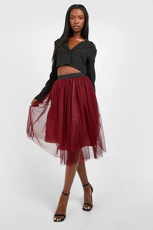 BOOHOO Polka Dot Tulle Mesh Midi Skirt 1 BOOHOO Polka Dot Tulle Mesh Midi Skirt