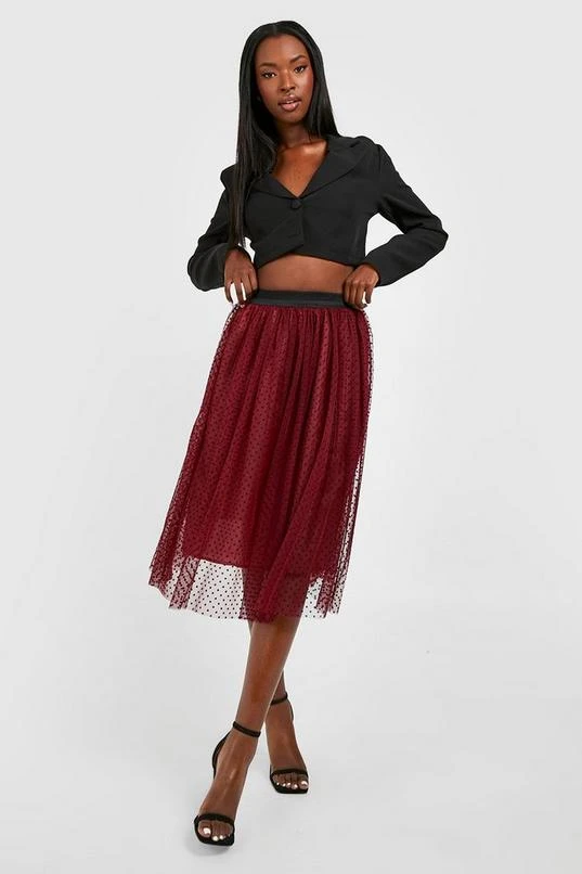 BOOHOO Polka Dot Tulle Mesh Midi Skirt 3 BOOHOO Polka Dot Tulle Mesh Midi Skirt - Image 3